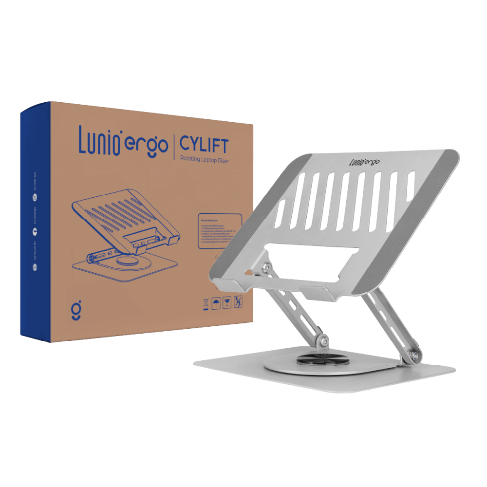แท่นวางโน๊ตบุ๊ค LUNIO ERGO CYLIFT ROTATING LAPTOP RISER SILVER สีเงิน
